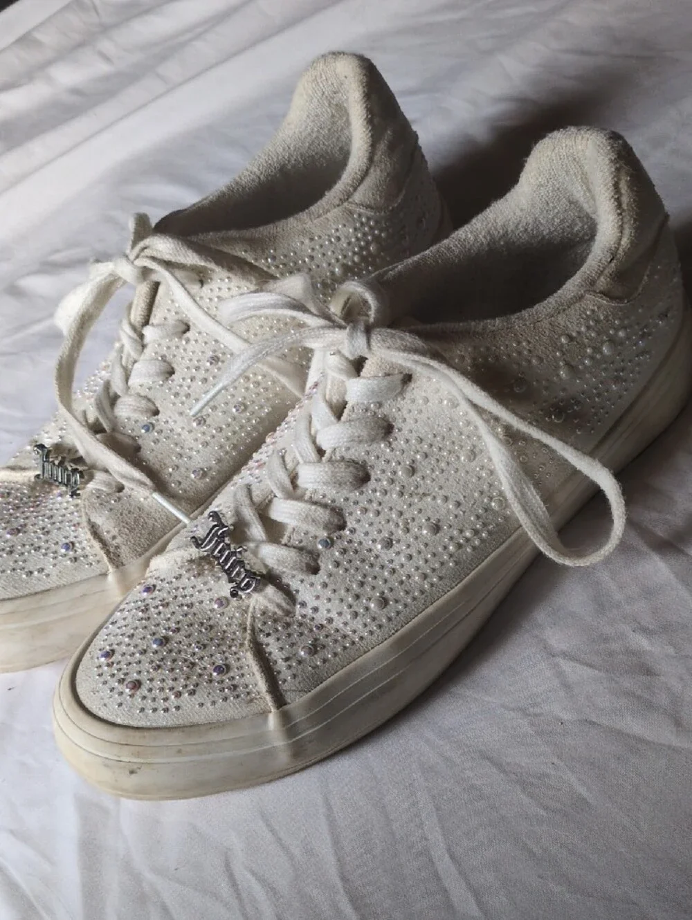Juicy Couture White Crystal-Accented Women's Sneakers